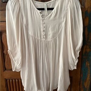 Anthropologie Ivory Button-Down Blouse